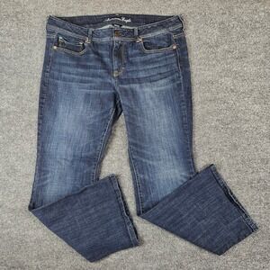 American Eagle Original Boot Jeans Womens 16 Stretch Dark Wash Denim Mid Rise